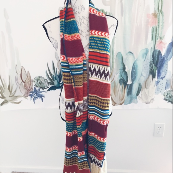 Accessories - Red Tribal Winter Scarf
